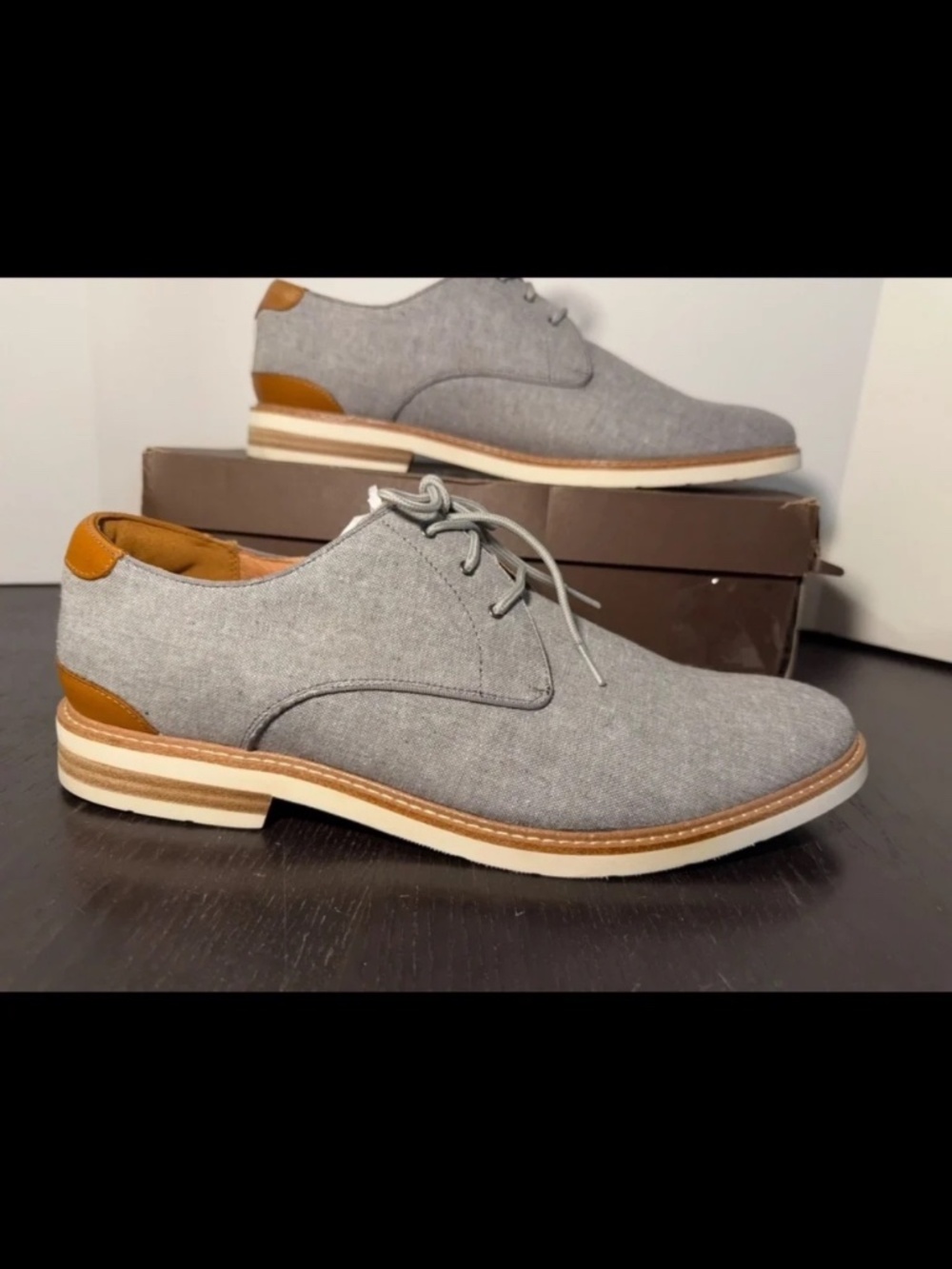 Florsheim Highland Canvas Plain Toe Oxford Grey Canvas/White Sole Mens 13M